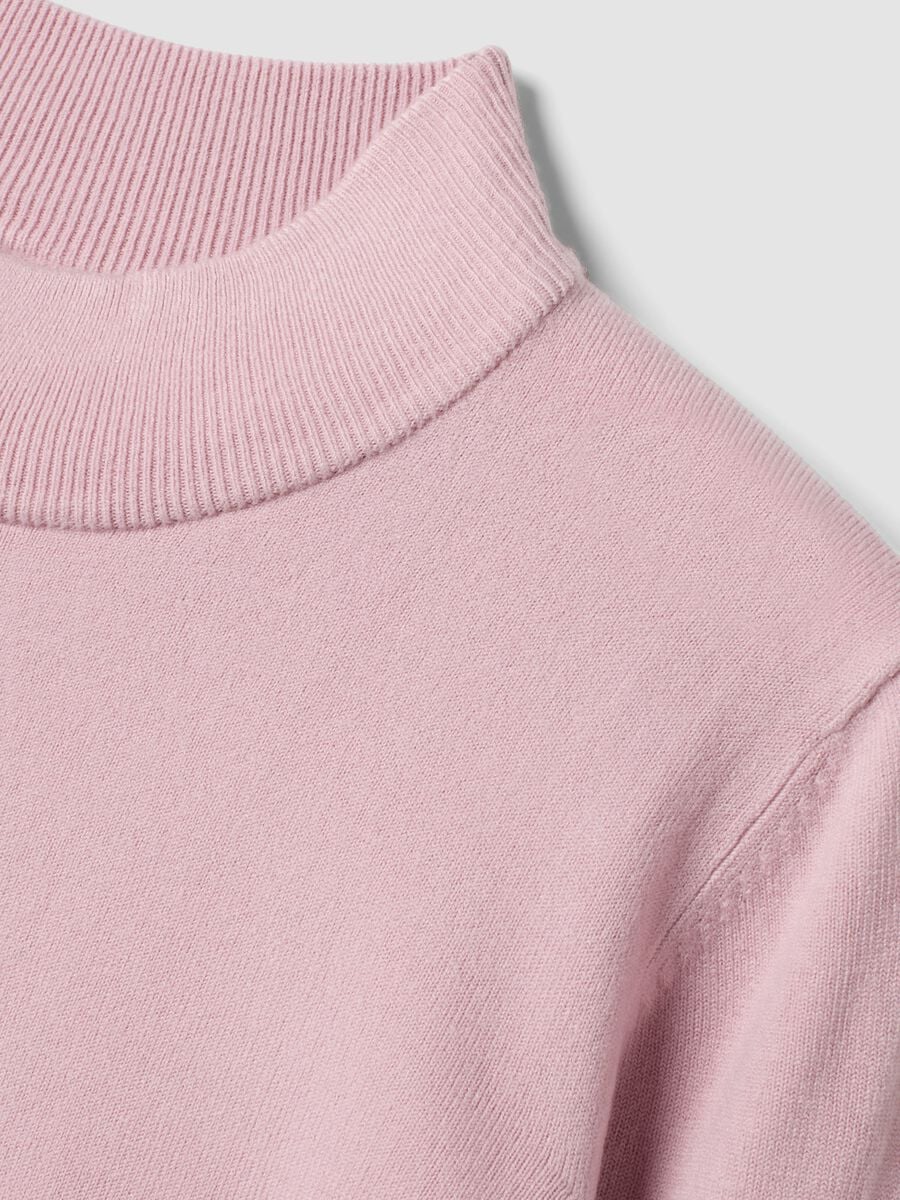 Pink long-sleeved top with high neck, regular fit_5