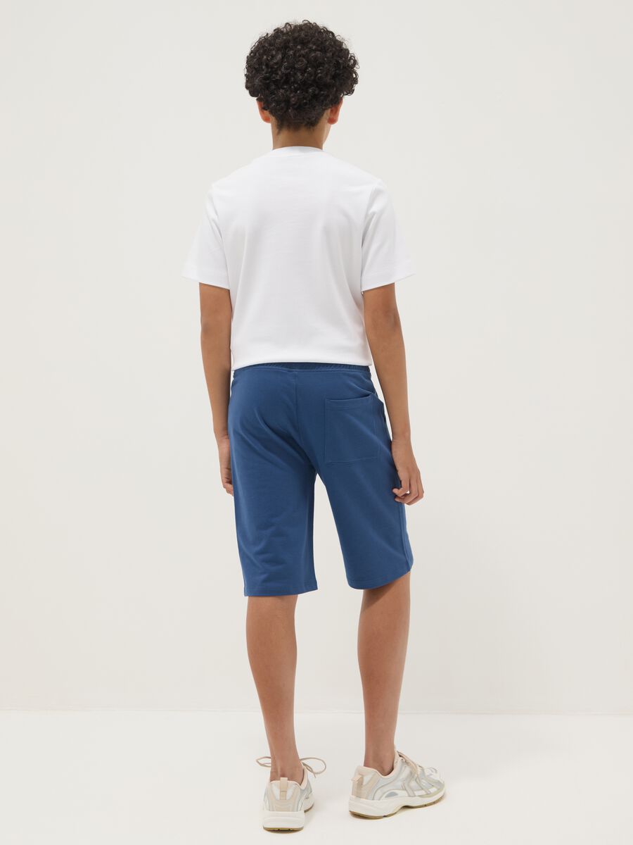 Boys' pure cotton blue shorts with New York print, regular fit_1