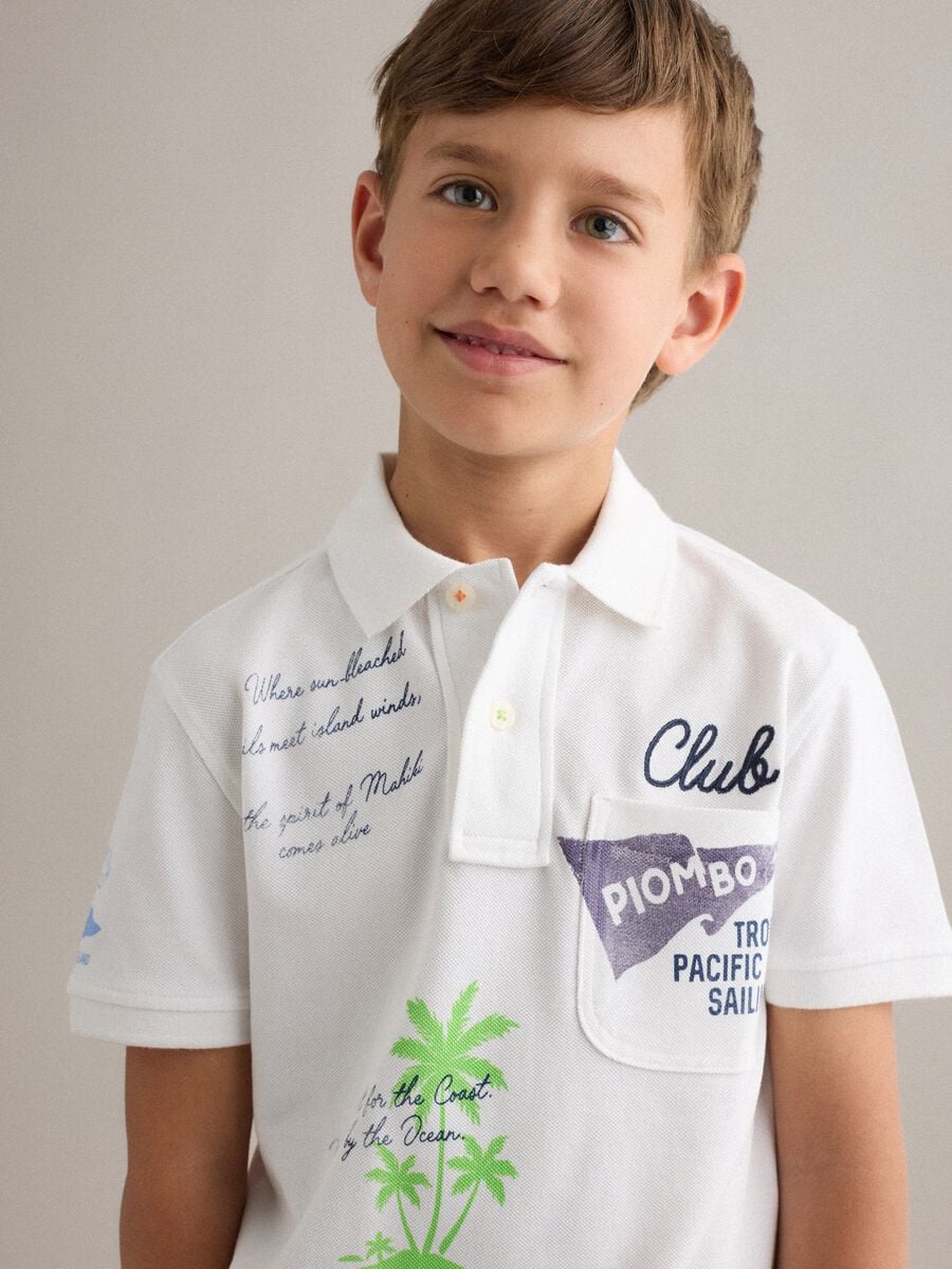 Weisses Kurzarm-Poloshirt aus reiner Baumwolle_2
