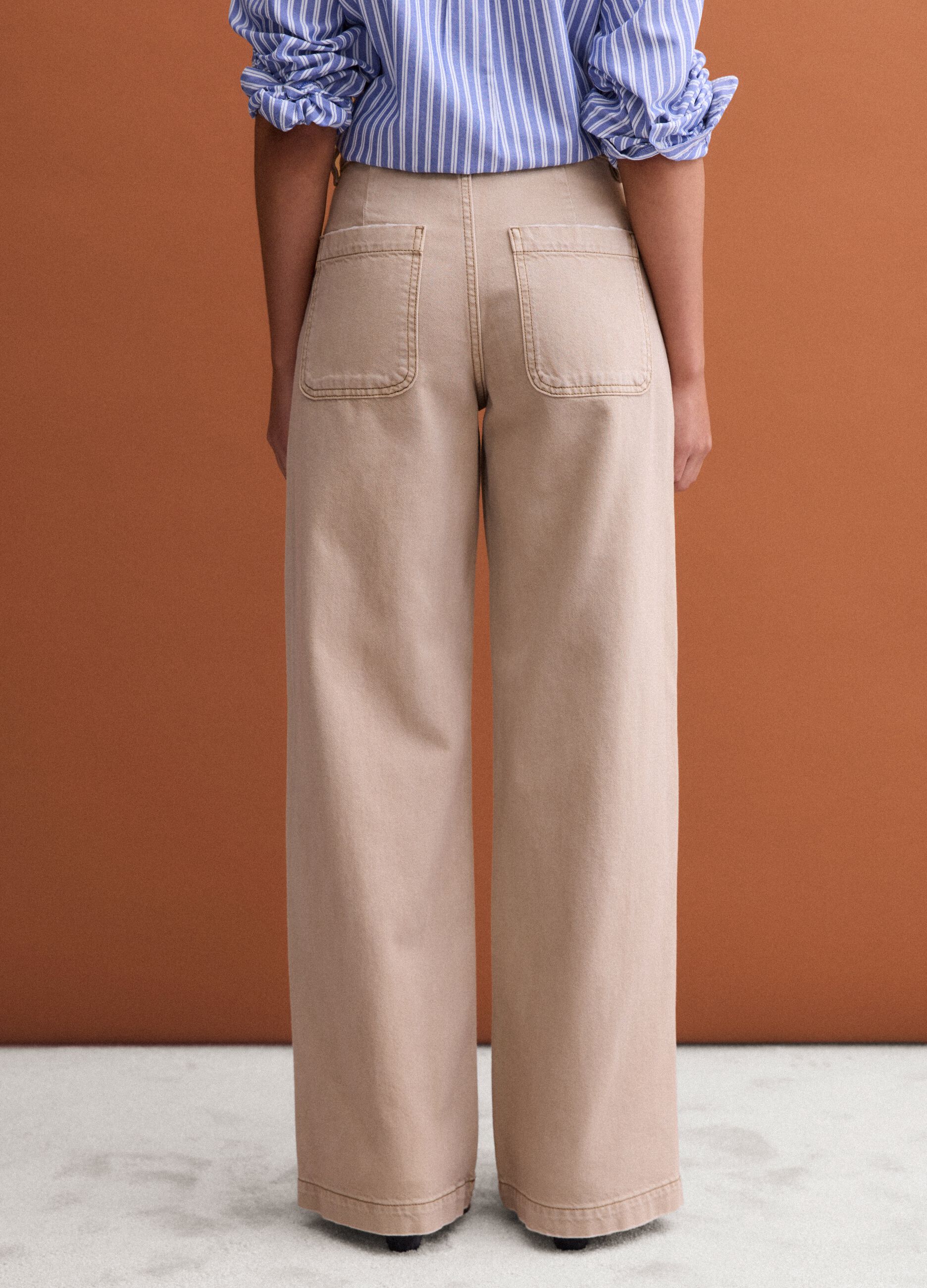 &Mu;&pi;&epsilon;&zeta; denim &tau;&zeta;&iota;&nu; wide leg &alpha;&pi;ό 100% &beta;&alpha;&mu;&beta;ά&kappa;&iota;