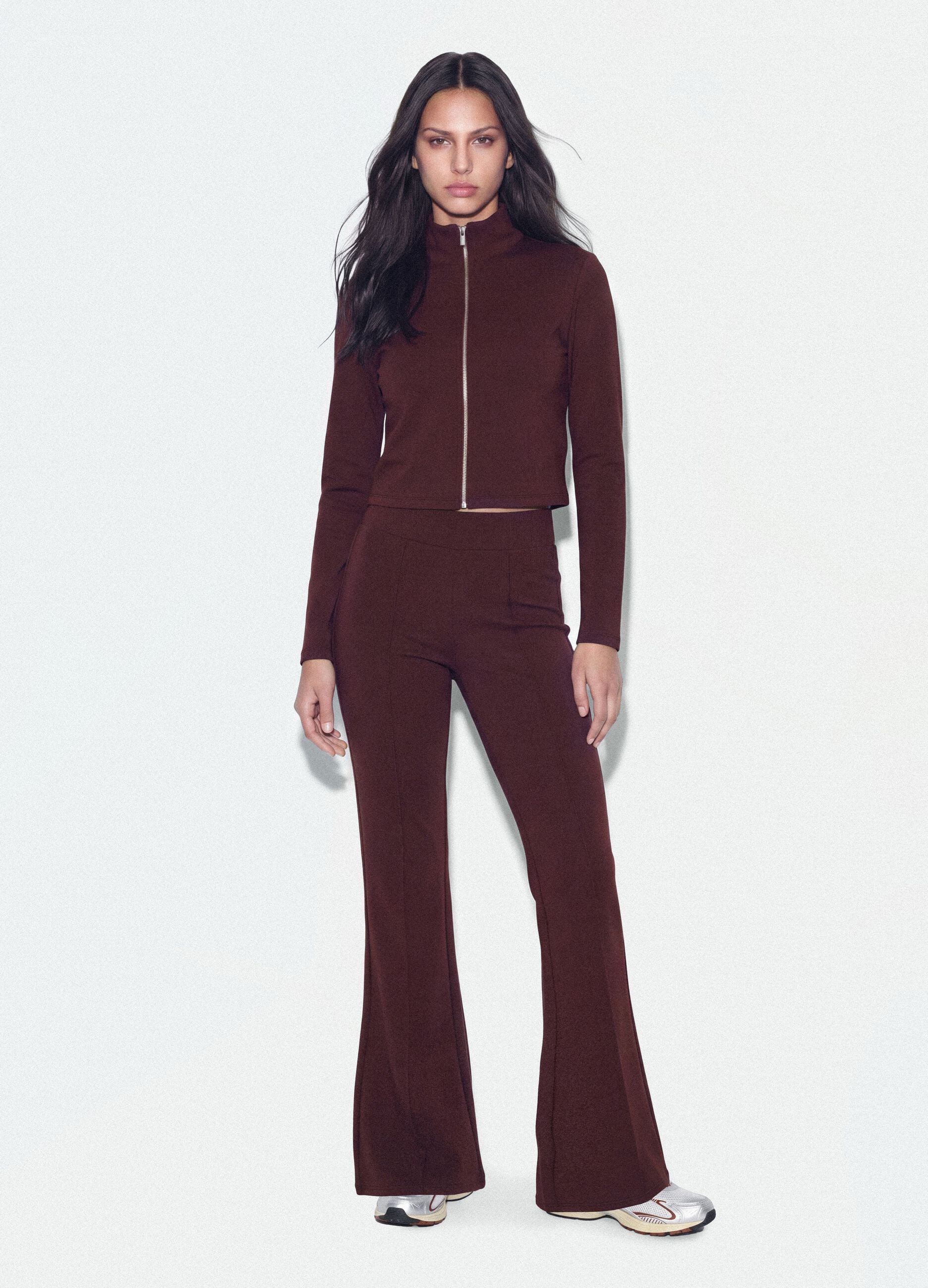Pantaloni viola flare in modal elasticizzato