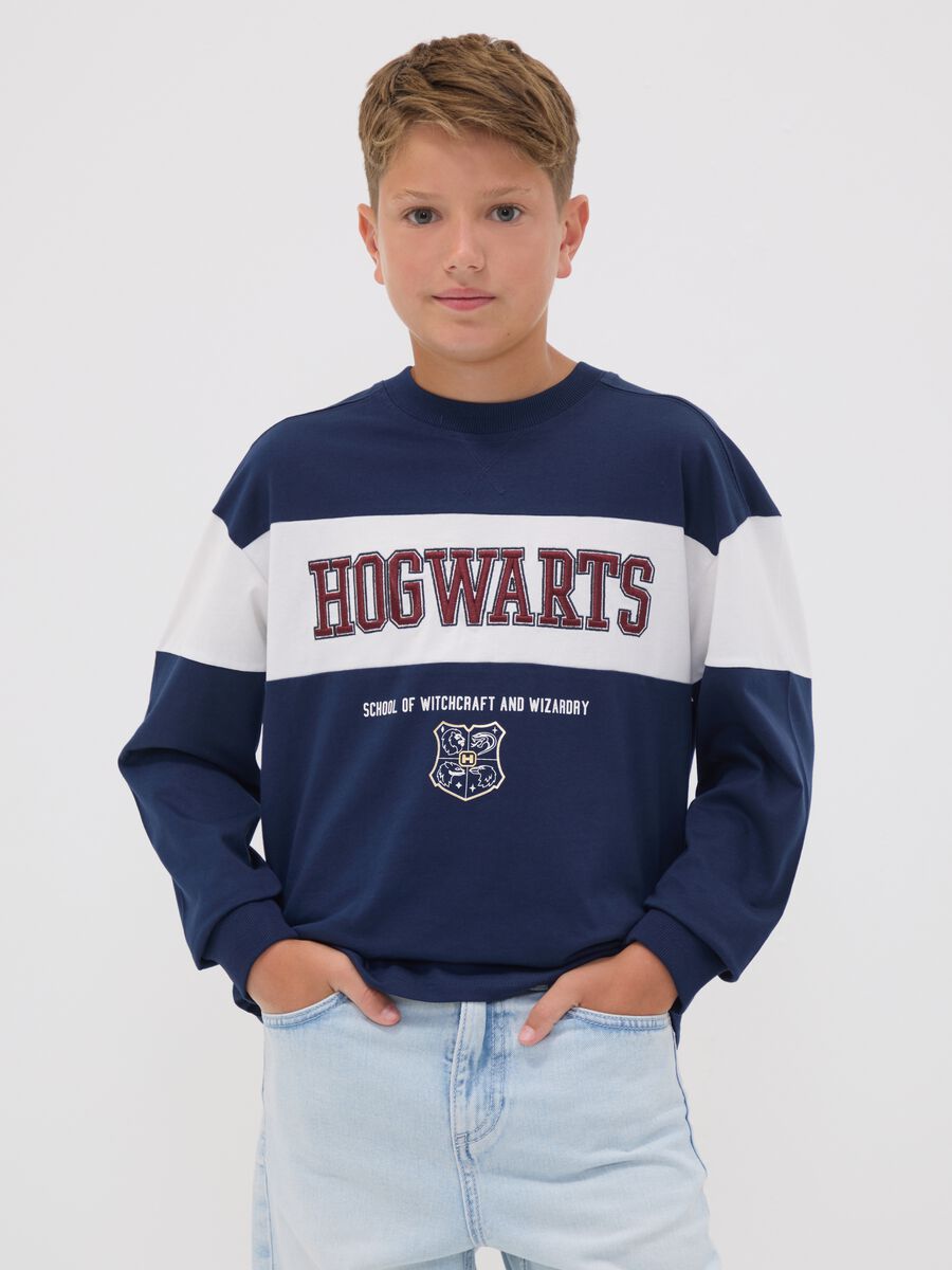 Blue pure cotton crew-neck Harry Potter print T-shirt for boys_1
