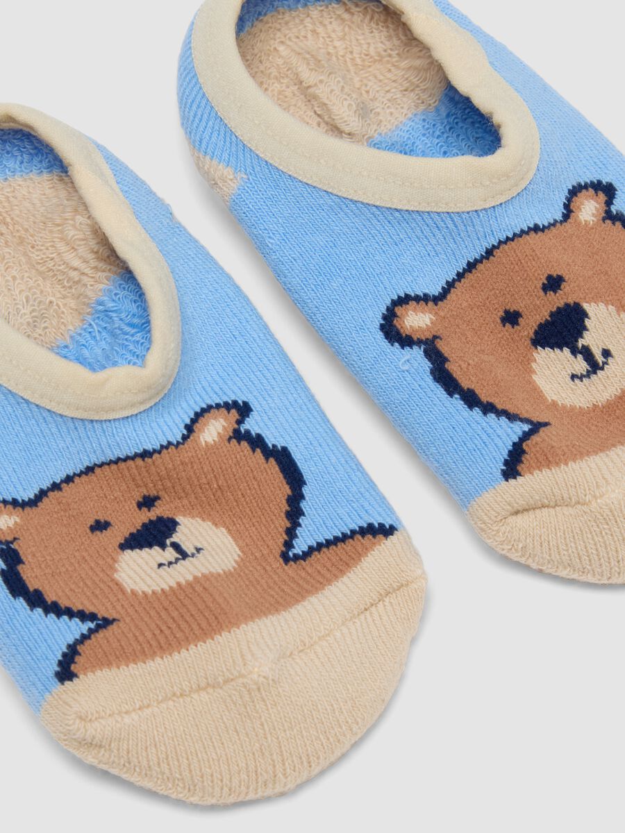 Multicoloured cotton blend non-slip baby socks with bear_2