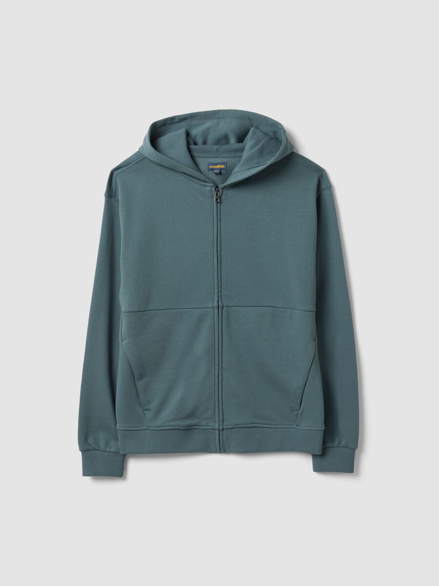 Green organic cotton zip-up hoodie for boys, relaxed fit_4