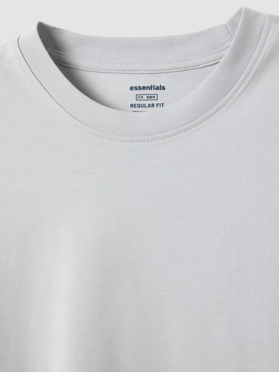 Grey short-sleeve pure cotton t-shirt regular fit_5