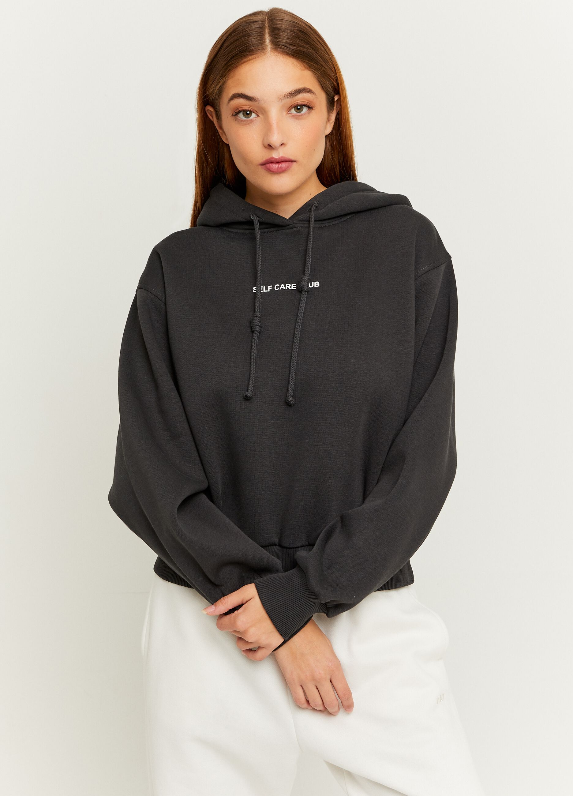 Oversized sweatshirt with hood and print