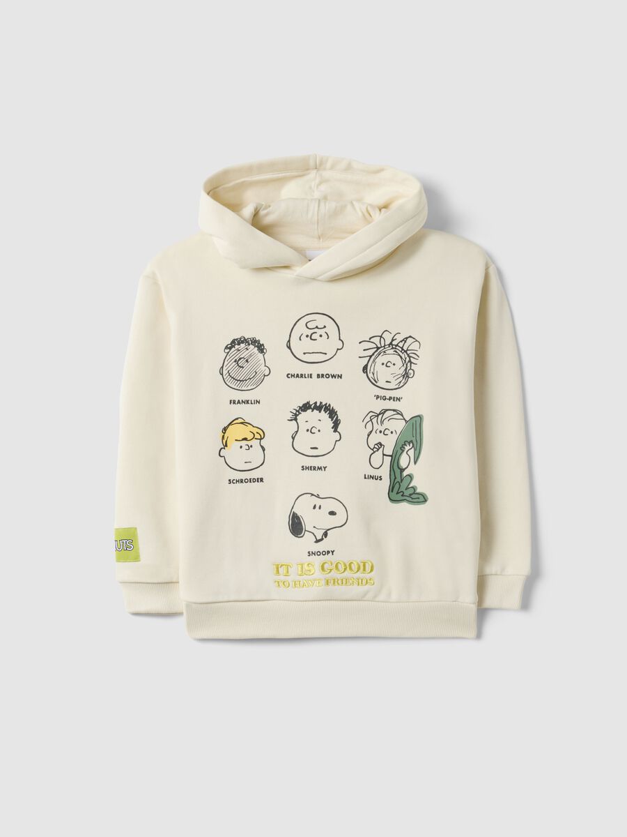 Felpa in misto cotone beige da bambino regular fit con Peanuts_0