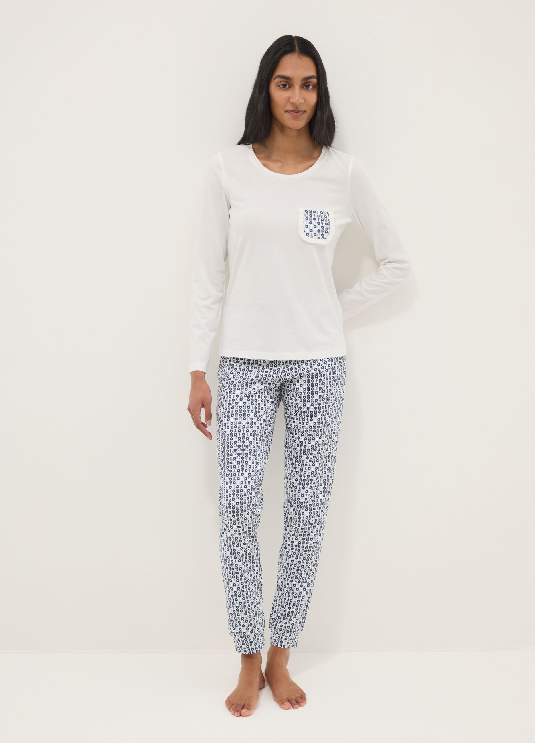 Pigiama in puro cotone multicolor regular fit con fantasia