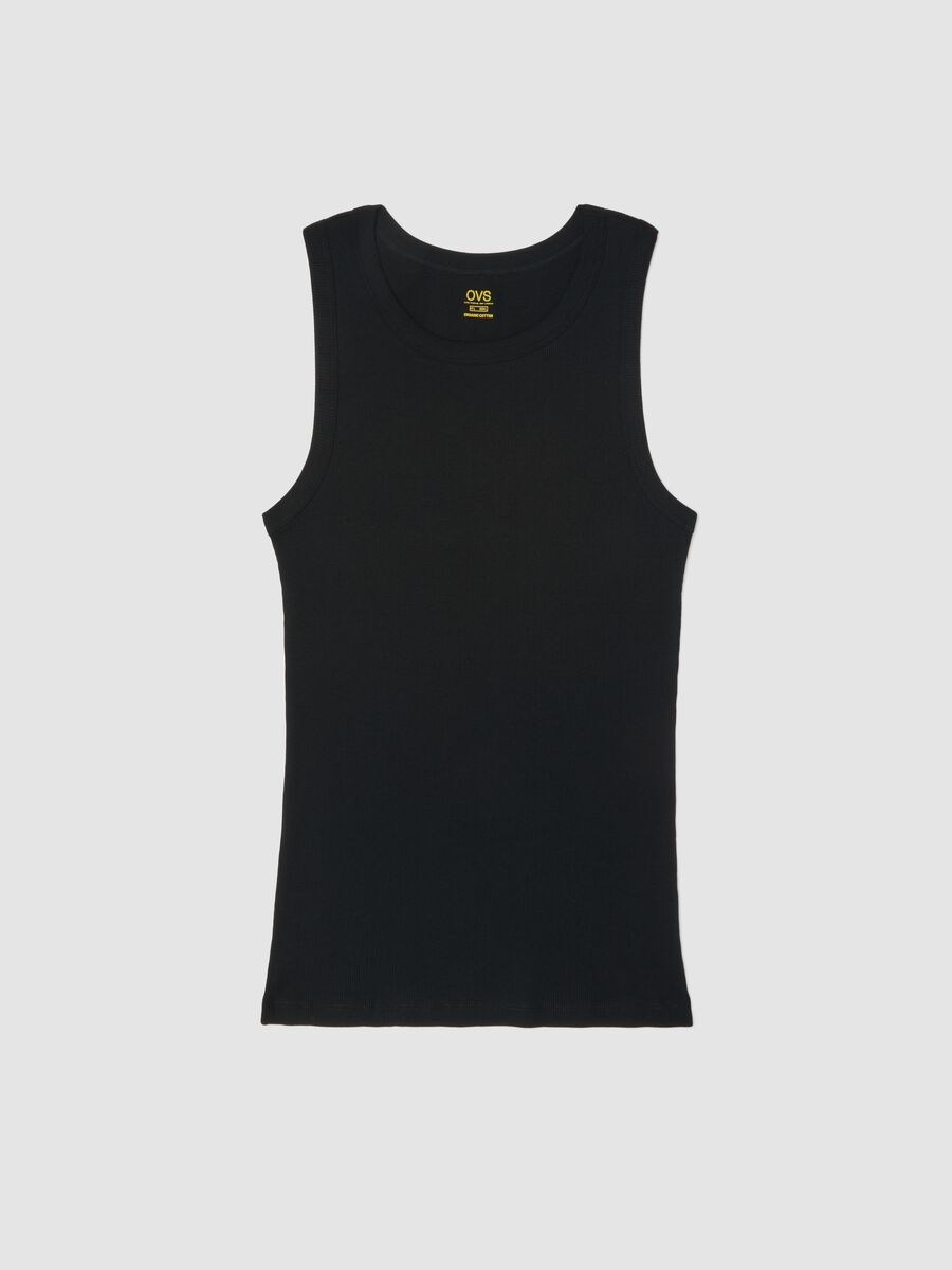 Black pure cotton vest regular fit_4