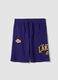 Purple cotton blend shorts with Los Angeles Lakers prints_4