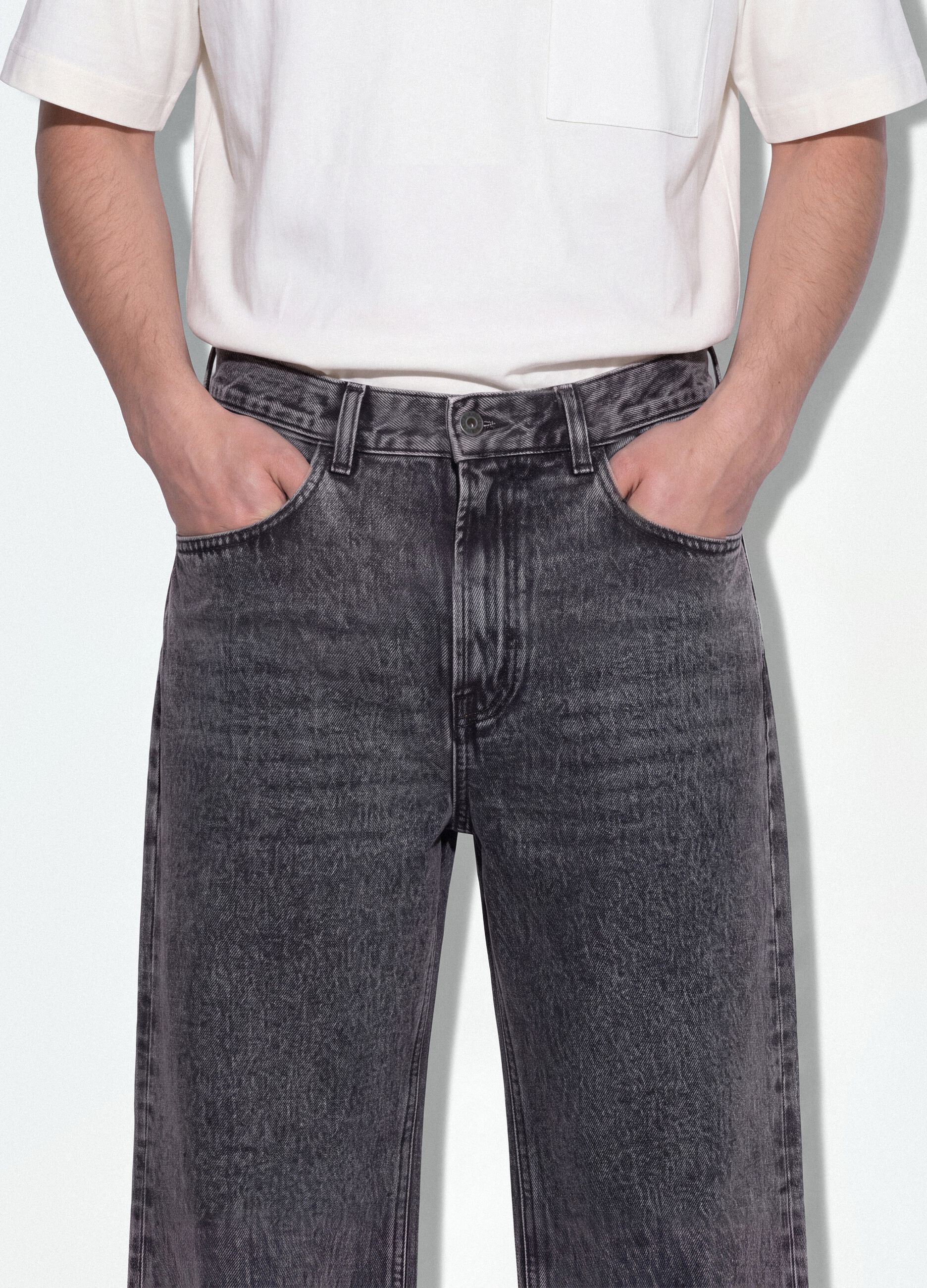 Jeans denim grigi flare fit in puro cotone