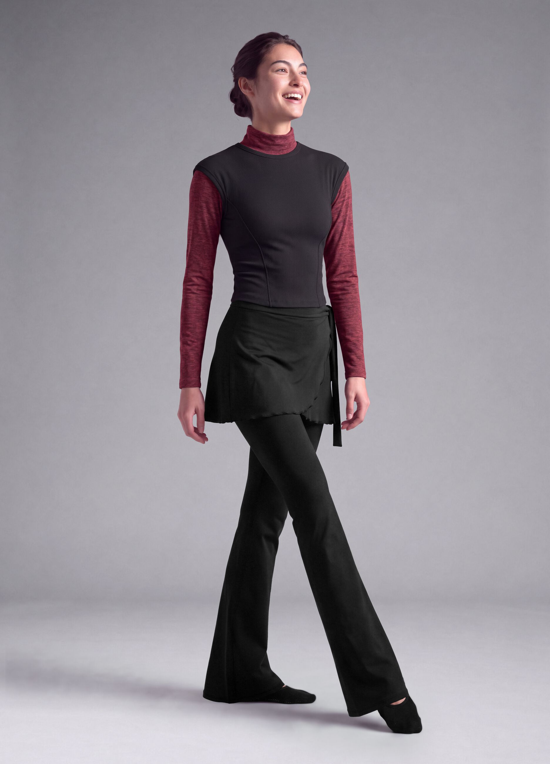 Blue flared leggings in stretchy fabric
