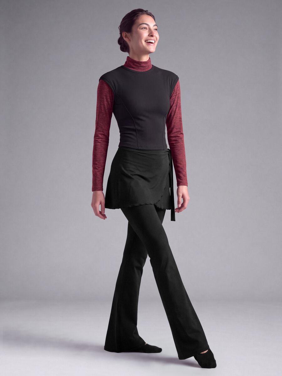 Blue flared leggings in stretchy fabric_0