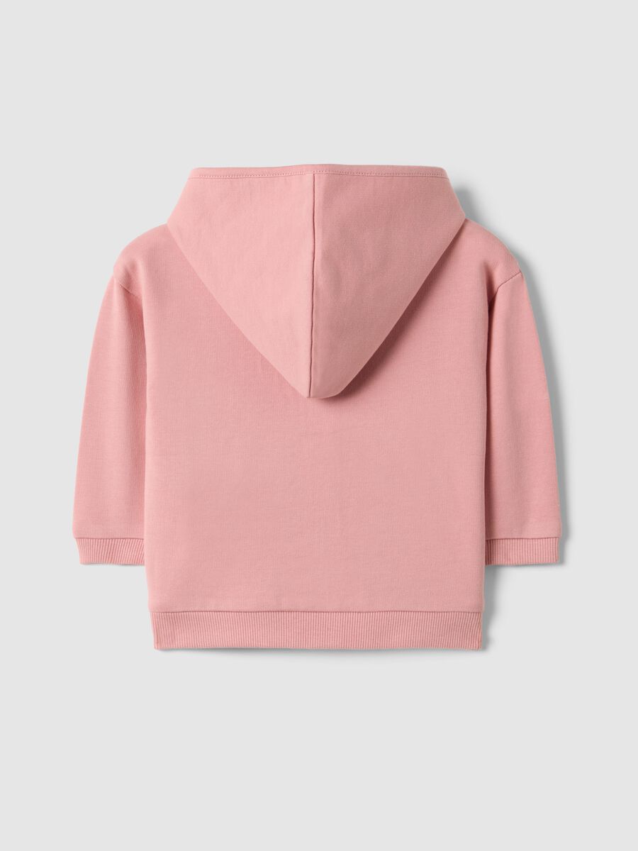 Felpa in puro cotone rosa da neonata regular fit con pupazzo_1