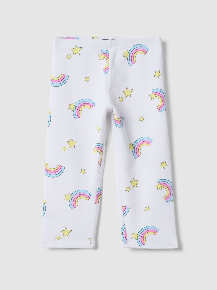 Girls' white organic cotton stretch skinny leggings_0