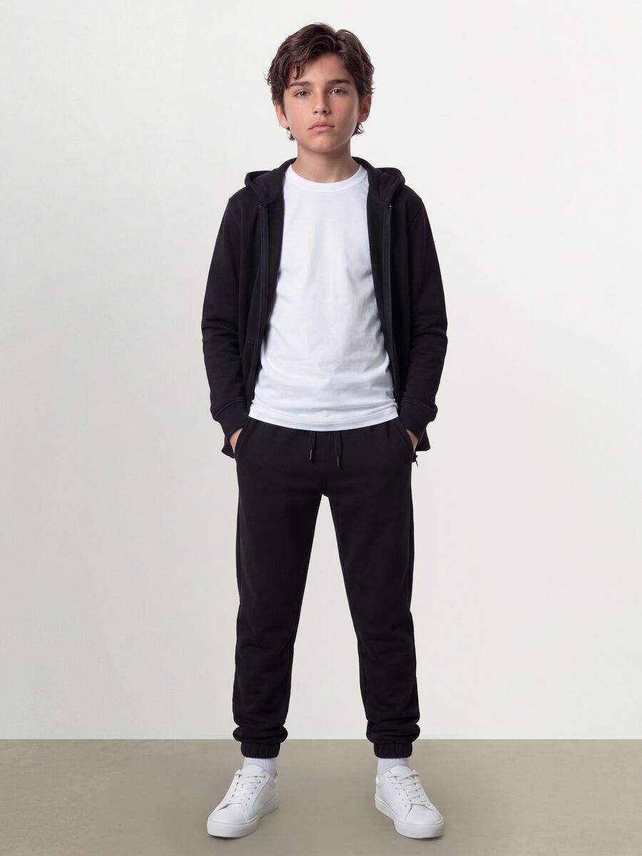Black organic cotton hooded sweatshirt, regular fit, for boys_0