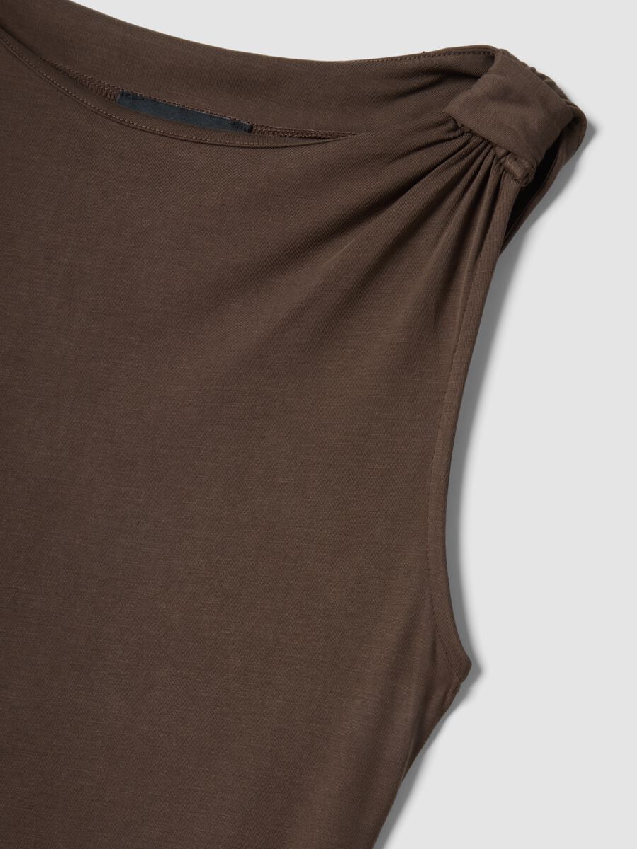Abito lungo marrone in misto viscosa Fitted_5