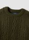 Green cable-knit wool-blend crew neck jumper_5