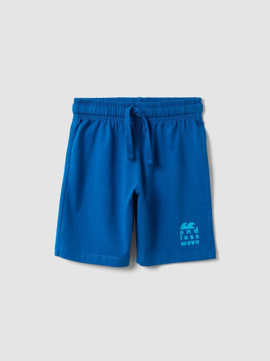 Pantal&oacute;n corto azul de algod&oacute;n org&aacute;nico con cintura el&aacute;stica_0