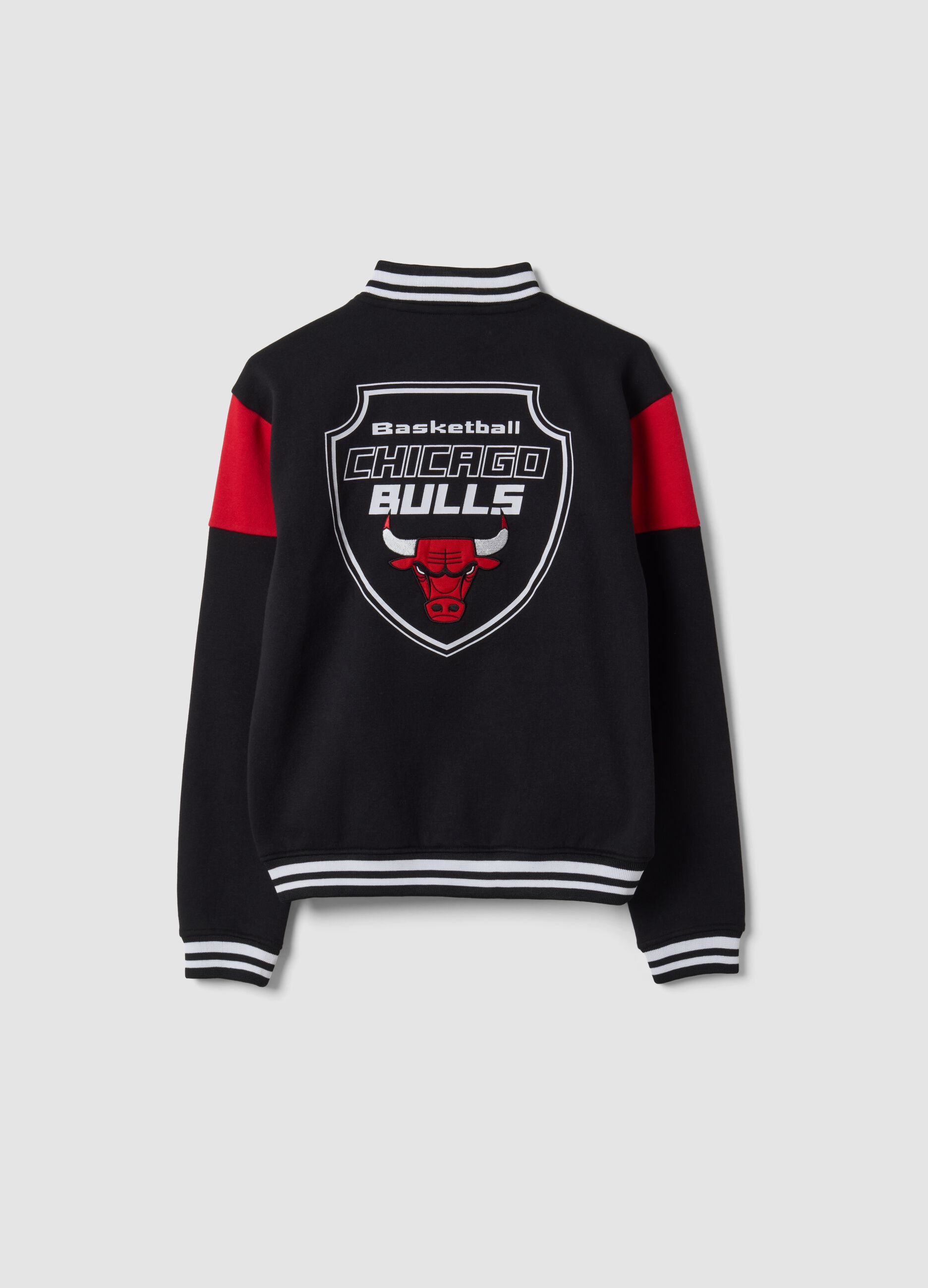 Black cotton-blend sweatshirt for boys with Chicago Bulls graphics