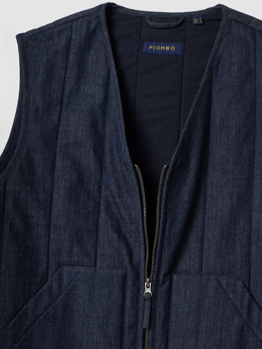 Blue gilet in a cotton, lyocell and viscose blend_1