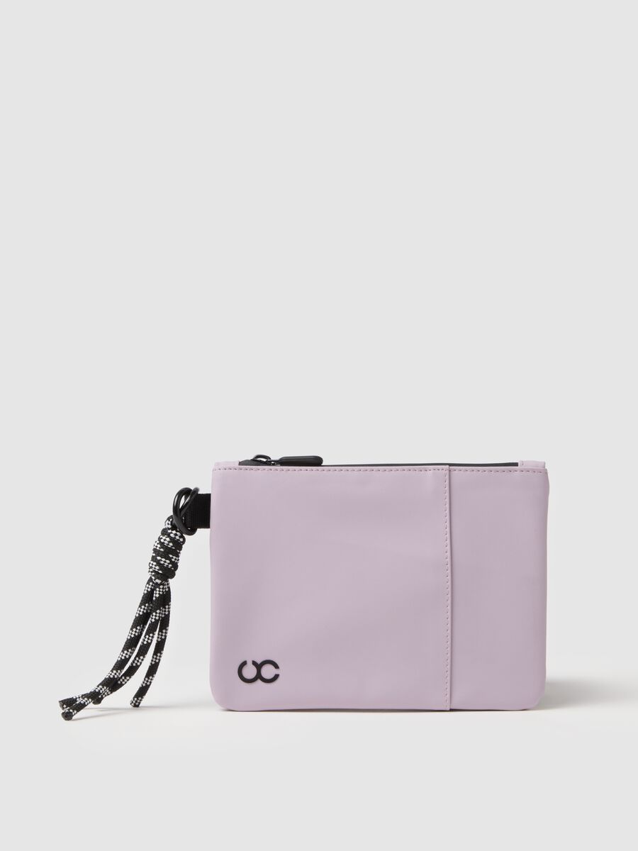 Purple wallet with zip and braided details_0
