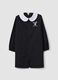 Black girls&rsquo; school smock with white collar and Stitch embroidery_0