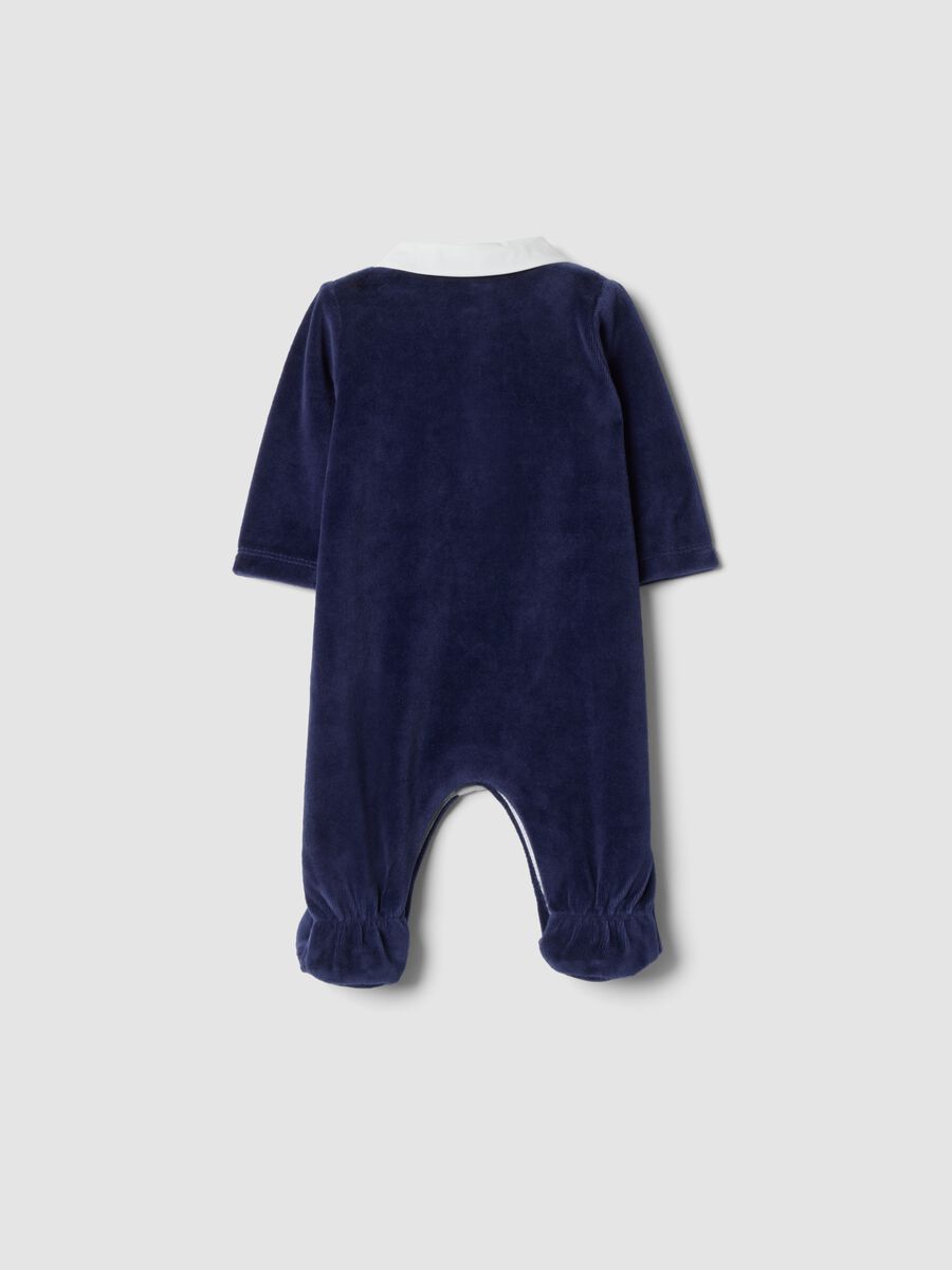 Tutina blu notte in misto cotone organico con colletto_1