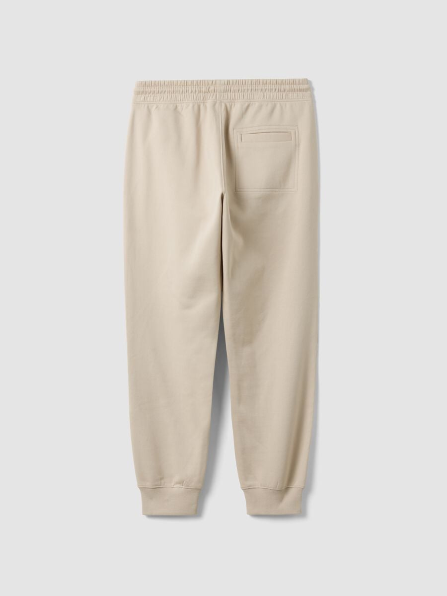Beige cotton-blend joggers with cuffed hems and drawstring_7