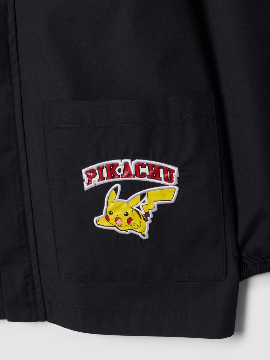 Black zip-up Pok&eacute;mon embroidered school apron for boys_3