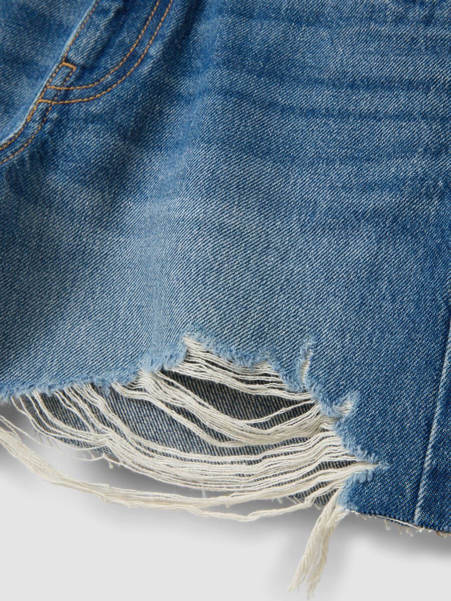Blue pure cotton denim shorts with rips_1