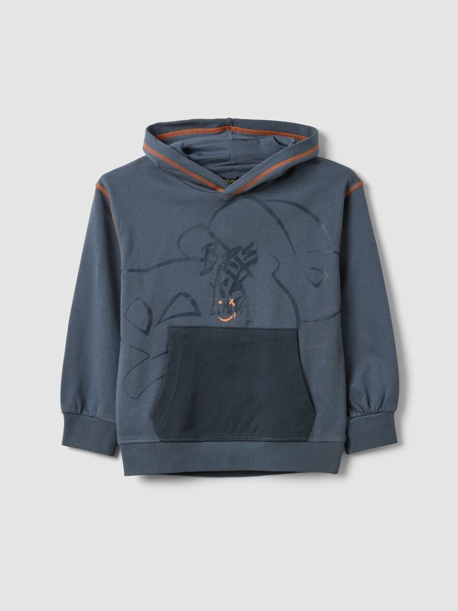 Grauer Hoodie aus reiner Baumwolle_0