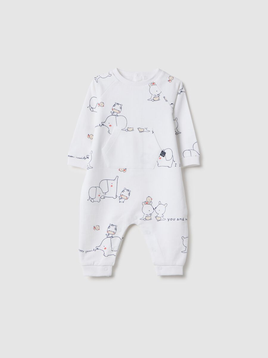 White newborn bodysuit in pure cotton with prints_0