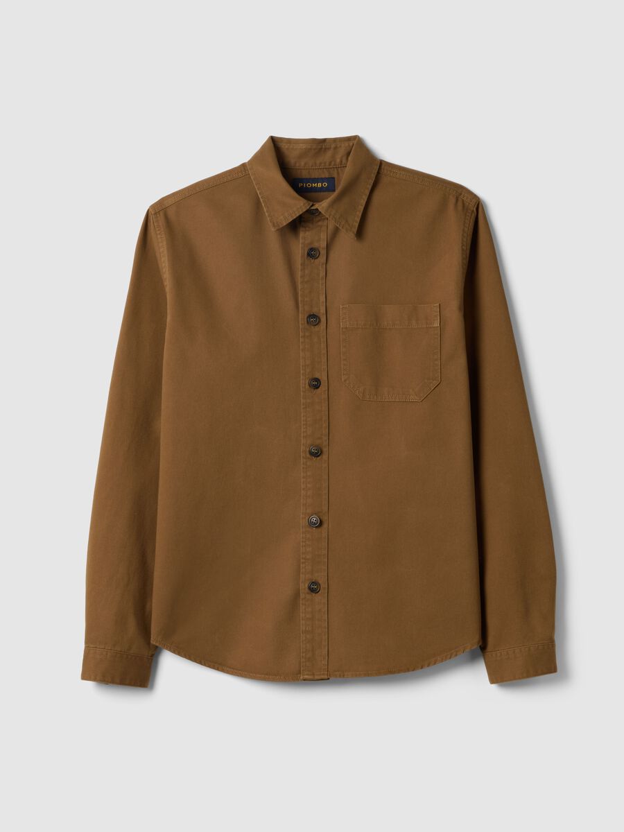 Brown pure cotton regular fit shirt_4