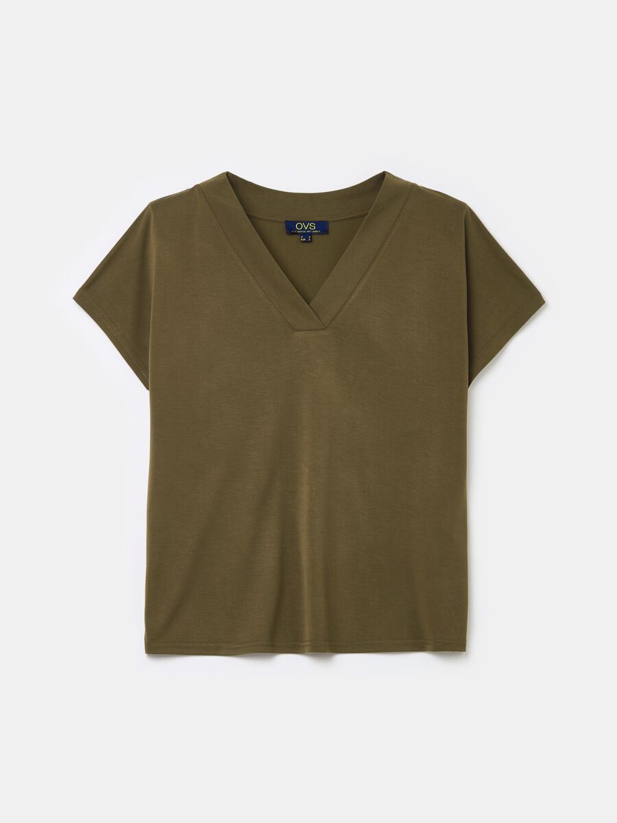 T-shirt with V neck and kimono sleeves_4