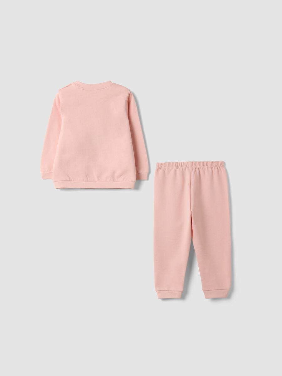 Pink organic cotton crew-neck pyjamas_1