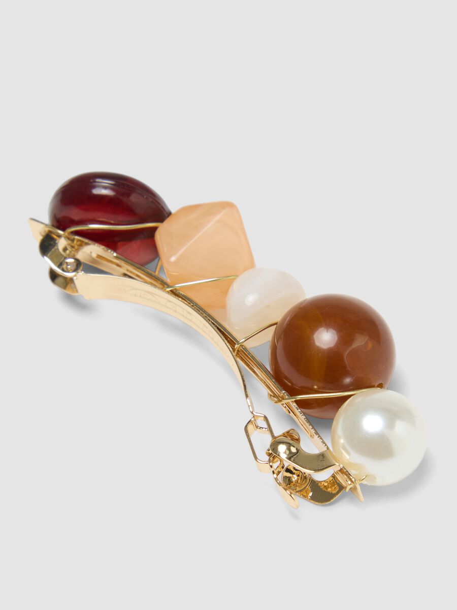 Multicolour hair clip with decorative pearls_1