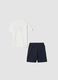 White pure cotton boys&rsquo; pyjamas with blue shorts_1