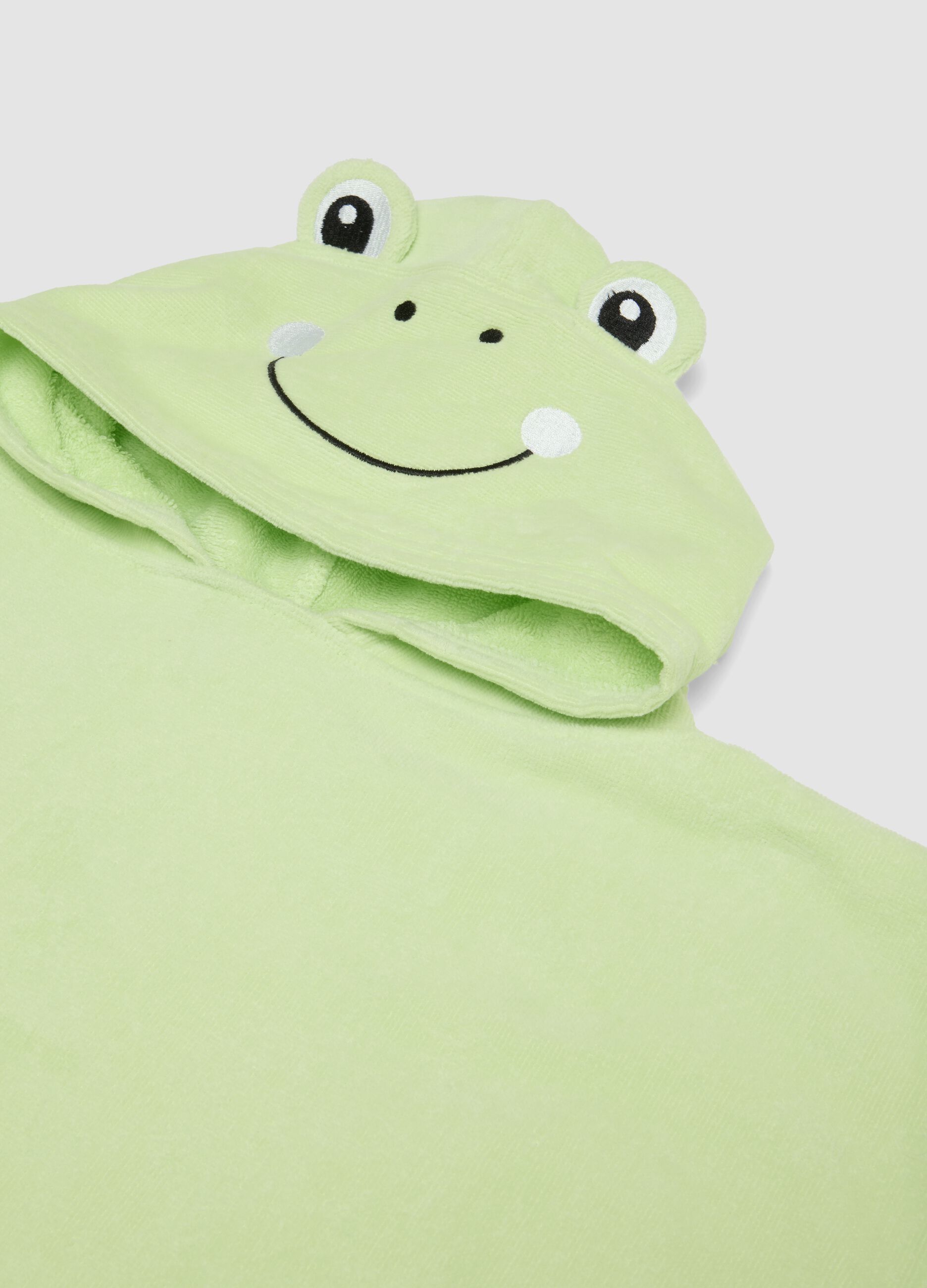 Gr&uuml;nes Baby-Strandponcho aus reiner Baumwolle mit Kapuze