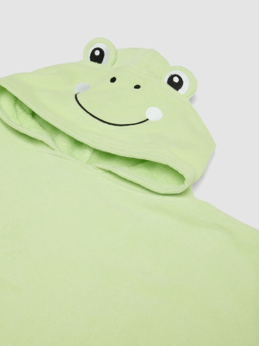 Gr&uuml;nes Baby-Strandponcho aus reiner Baumwolle mit Kapuze_2