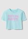 Girl's blue boxy fit pure cotton T-shirt with print_0