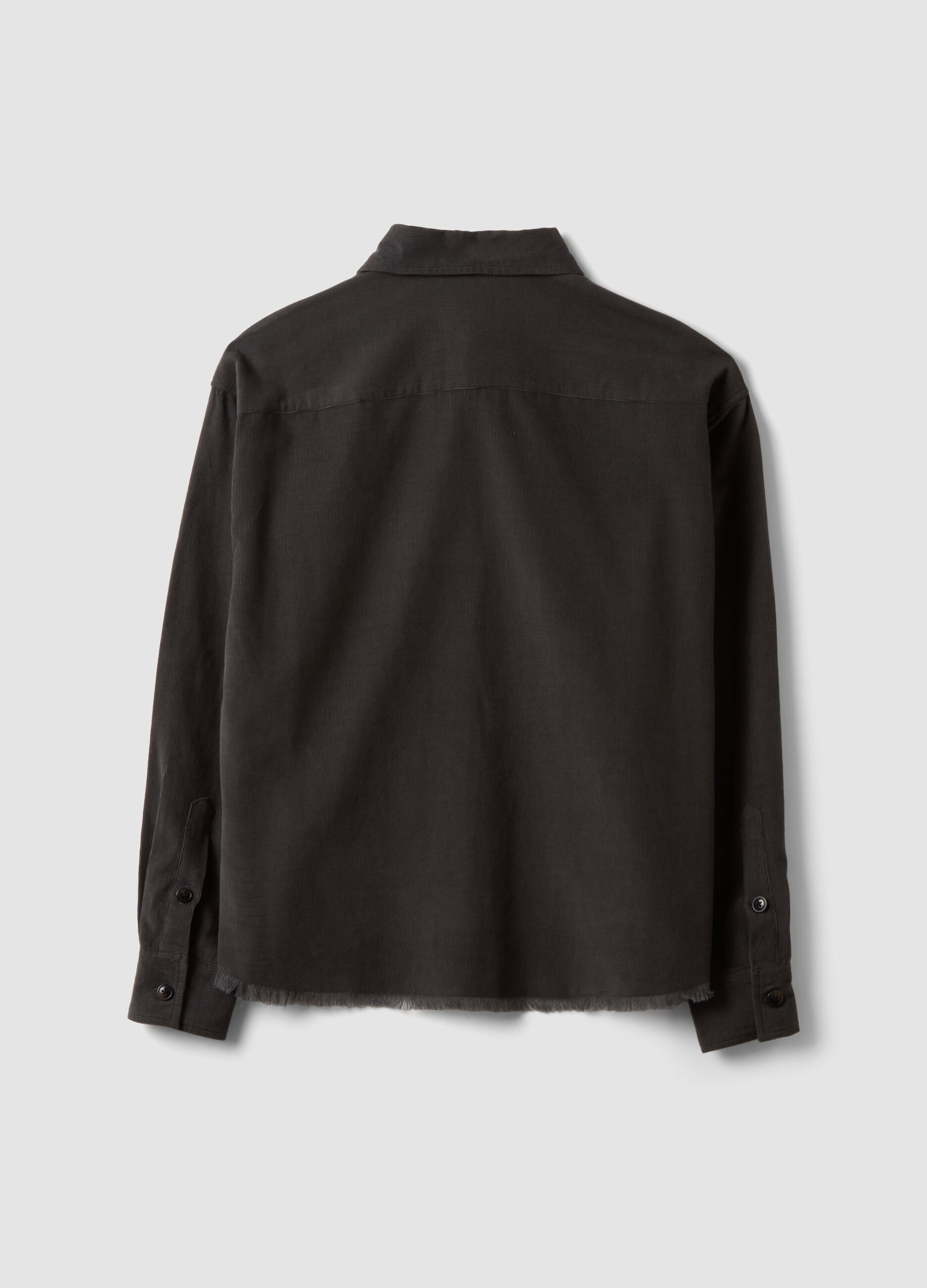 Anthracite Grey Poplin Shirt in Pure Cotton, Oversized Cropped Fit