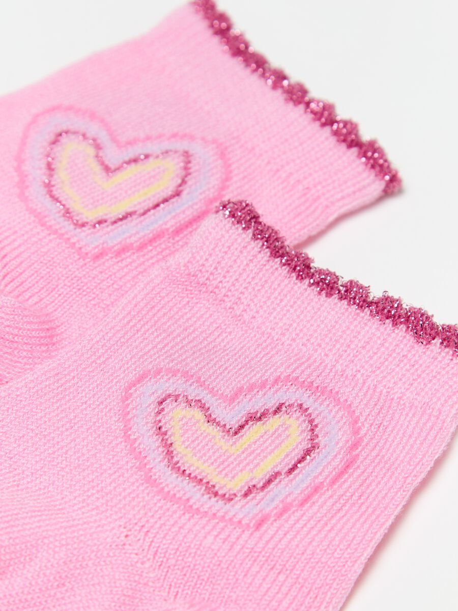 Three-pair pack short stretch socks with stripes and heart_2
