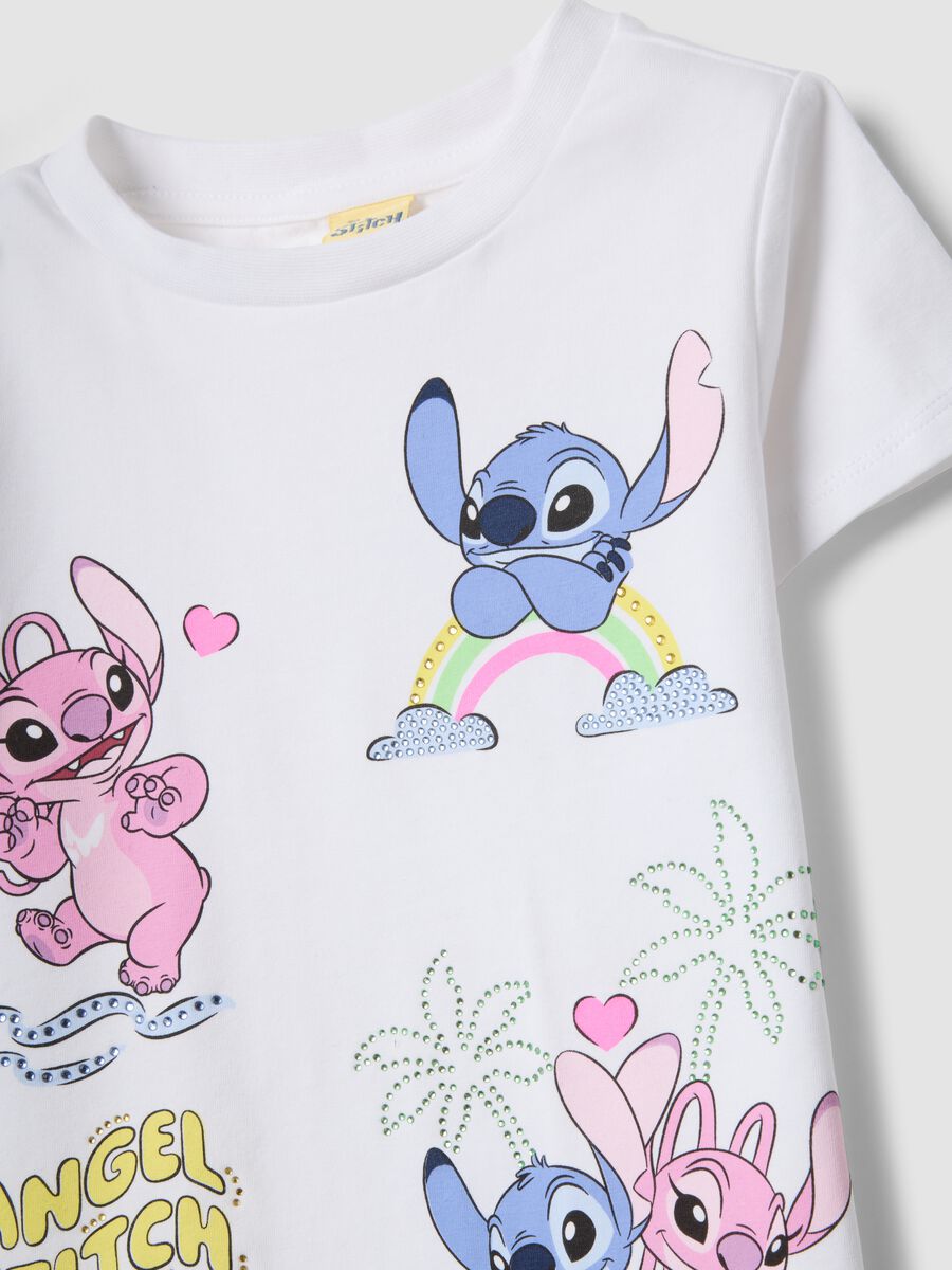 Conjunto multicolor em algod&atilde;o el&aacute;stico para menina com estampados do Stitch_2