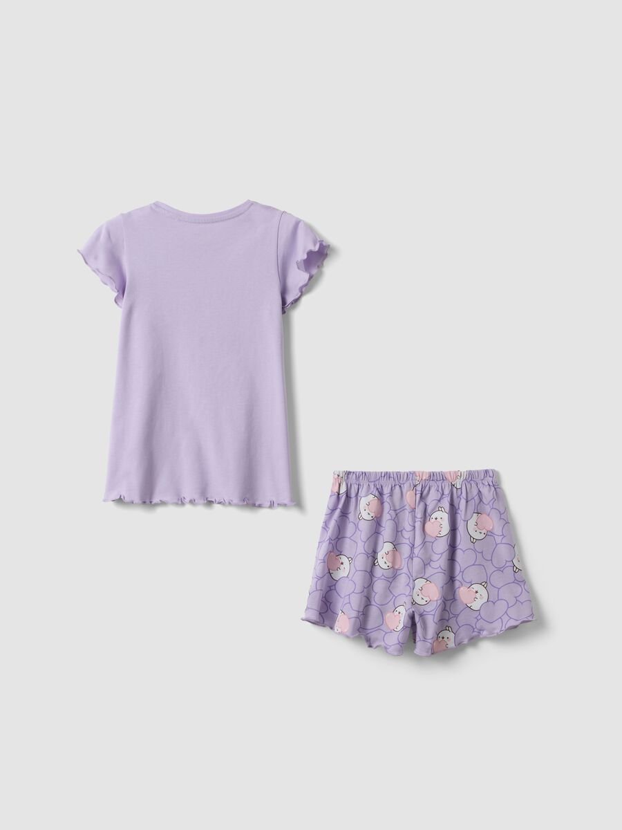Girls' purple pure cotton short pyjamas regular fit with Molang_1