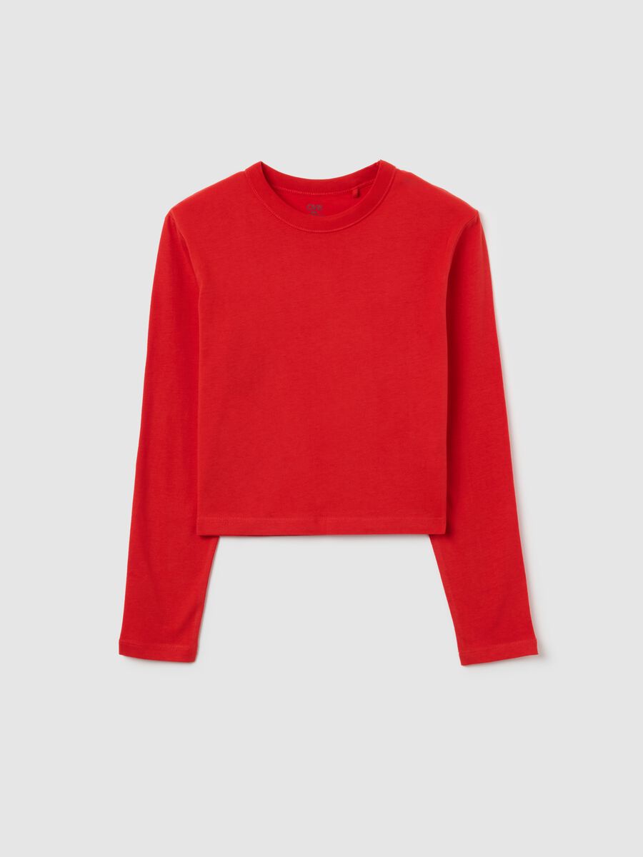 Girls' red long sleeve top in pure cotton regular fit_3