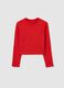 Girls' red long sleeve top in pure cotton regular fit_3