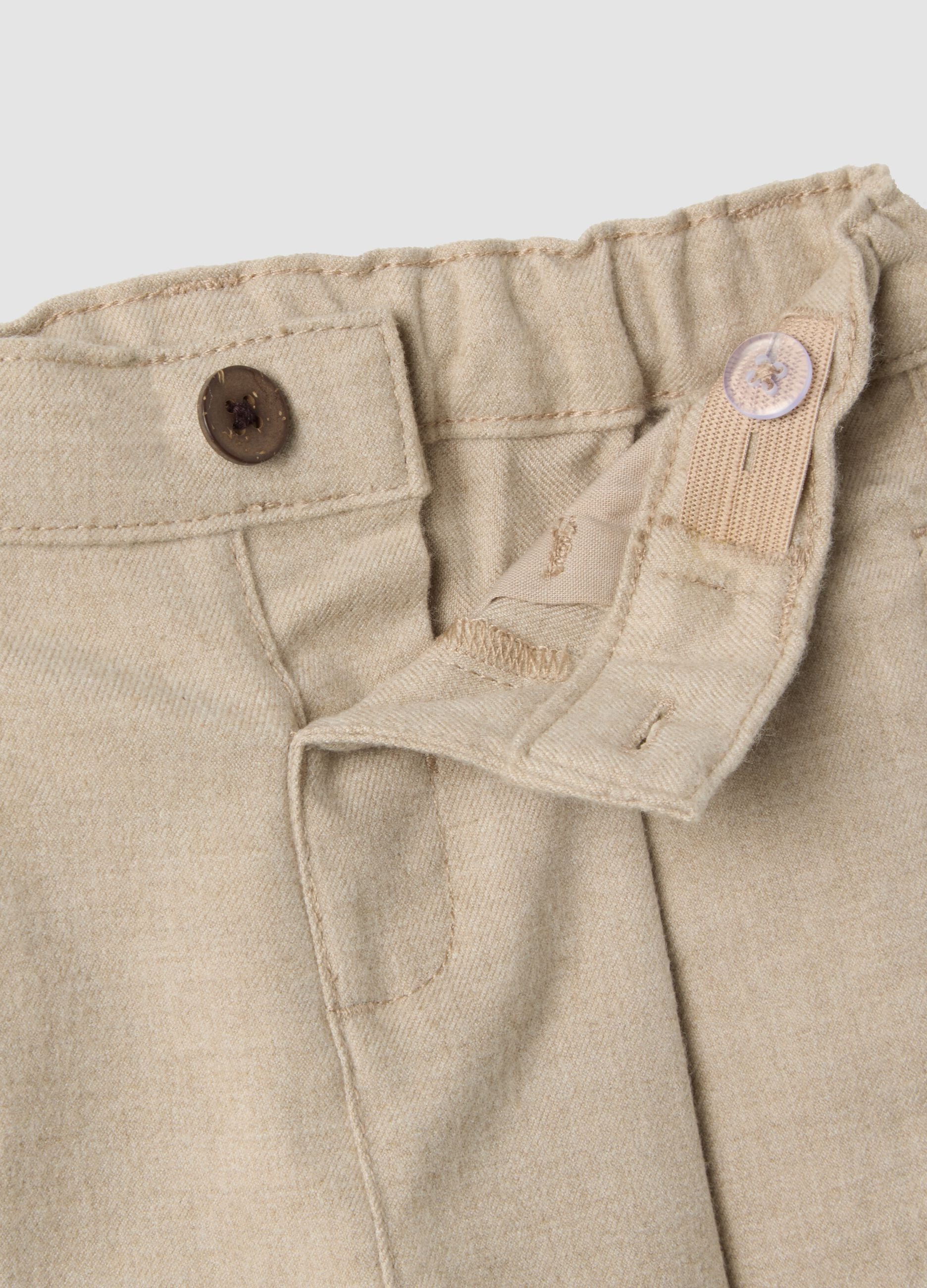 Beige regular-fit stretch viscose trousers