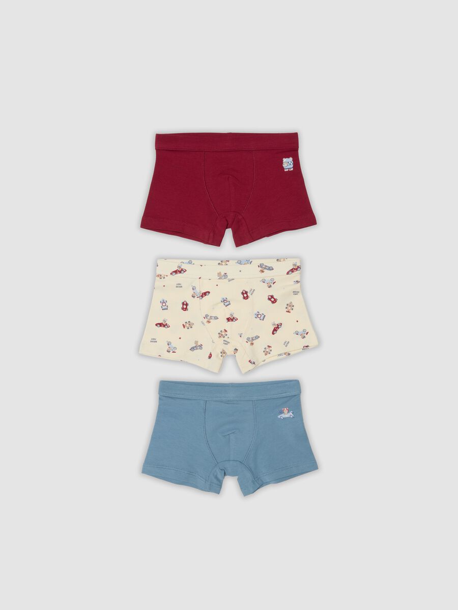 Lot de 3 boxers multicolores en coton bio stretch pour b&eacute;b&eacute; et petit gar&ccedil;on_0