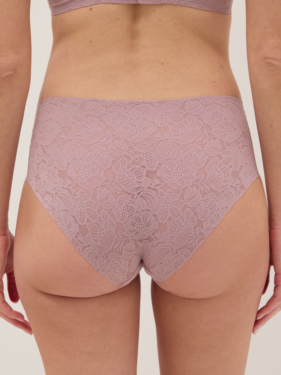 High-waisted pink stretch lace briefs_2